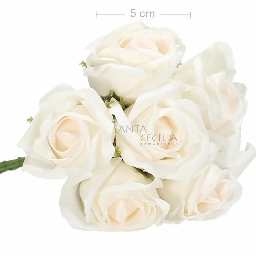 Buquê de Rosas Perfumadas em E.V.A 6 unid.- Ref.354-16 Branco